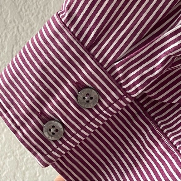 Express Design Studios Maroon 3/4 Sleeve Button Down Dress Shirt Size M Fitted - Picture 7 of 8